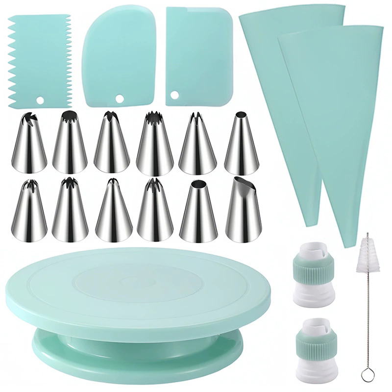 Cake Decorating Turntable - 21PCS Cake Decorating Set-Non-Slip Turntable with