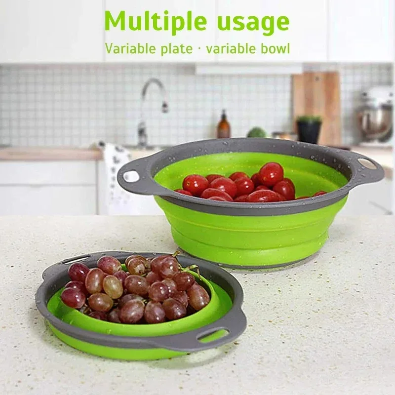 Kitchen Gadgets Kitchen - 1Pc Foldable Silicone Strainer Basket, Collapsible