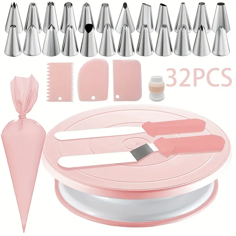 32PCS Cake Decorating Kit with - Cake Decorating Turntable 评论和价格
